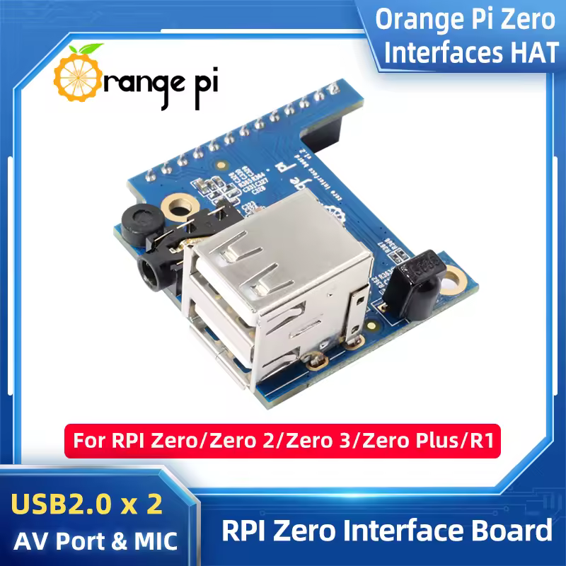 Placa de expansión naranja Pi Zero USB 2,0x2 Audio Video micrófono IR receptor interfaz OPi HAT Placa de desarrollo para OPI Zero 3 2