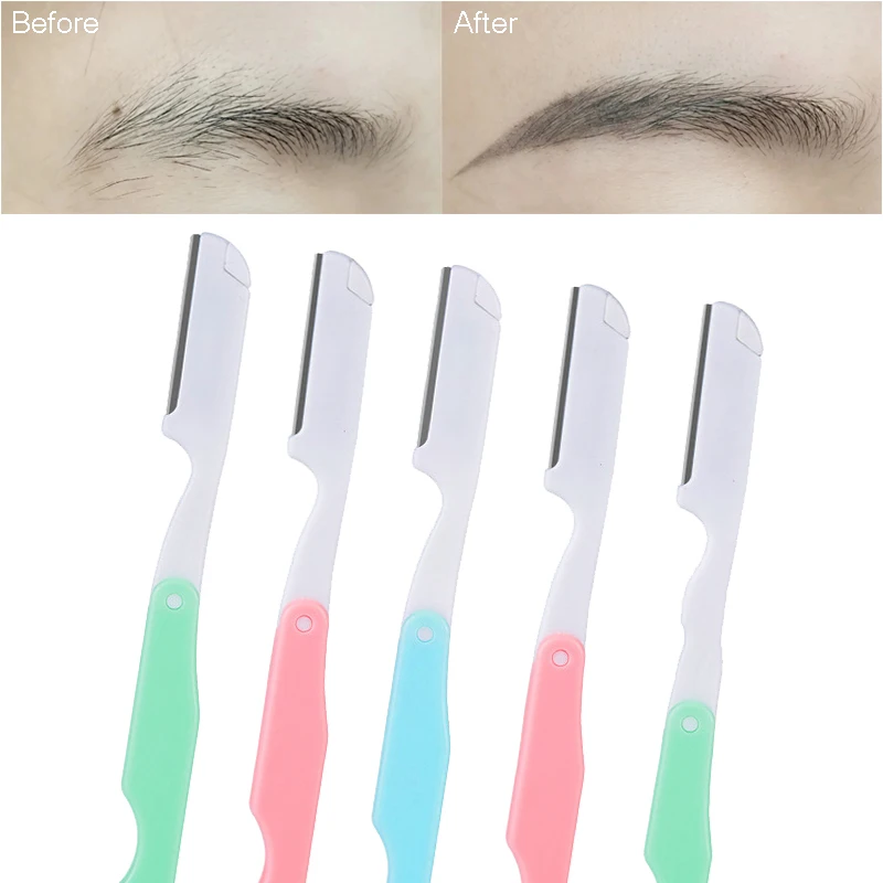 1pcs Random Color Eyebrow Trimmer Foldable Facial Hair Remover Razor Shaver Women Makeup Eye Brow Shaper Blades Beauty Tools