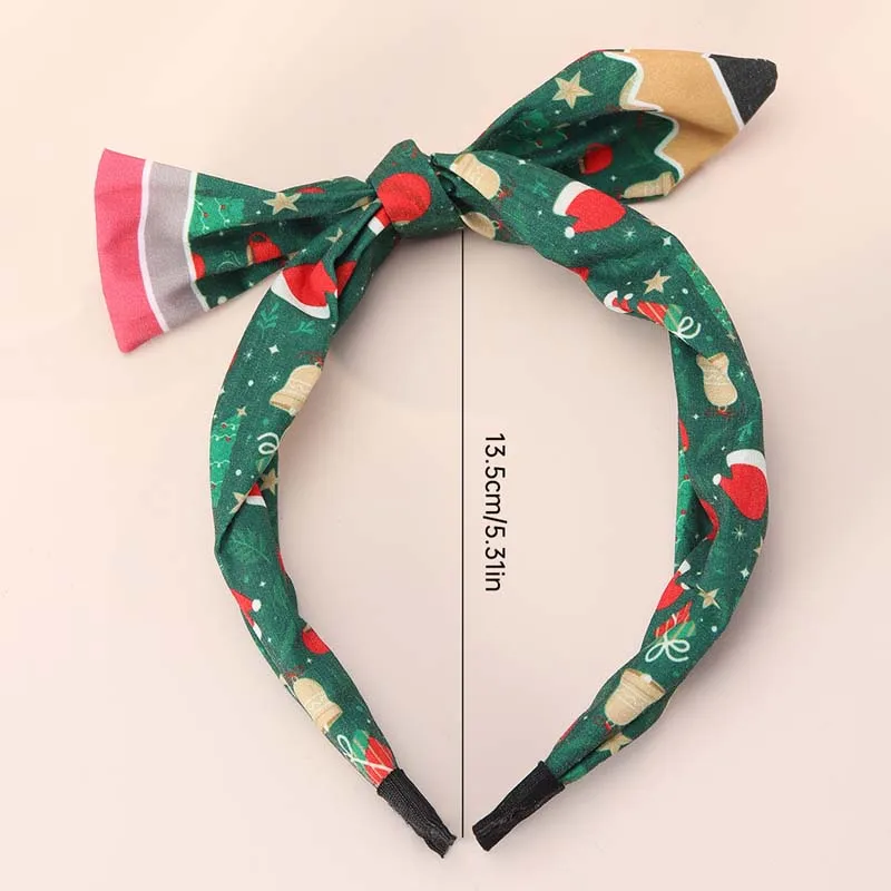 Oaoleer 2Pcs/set Christmas  Plaid Pencils Hair Bow Clip Headbands For Women Girl Cute Hairband Kids Hair Hoop Winter Accessories