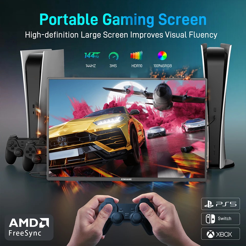 KINHANK-K16 Proスマートゲーミングモニター,2.5K HD, 144hz,スイッチ