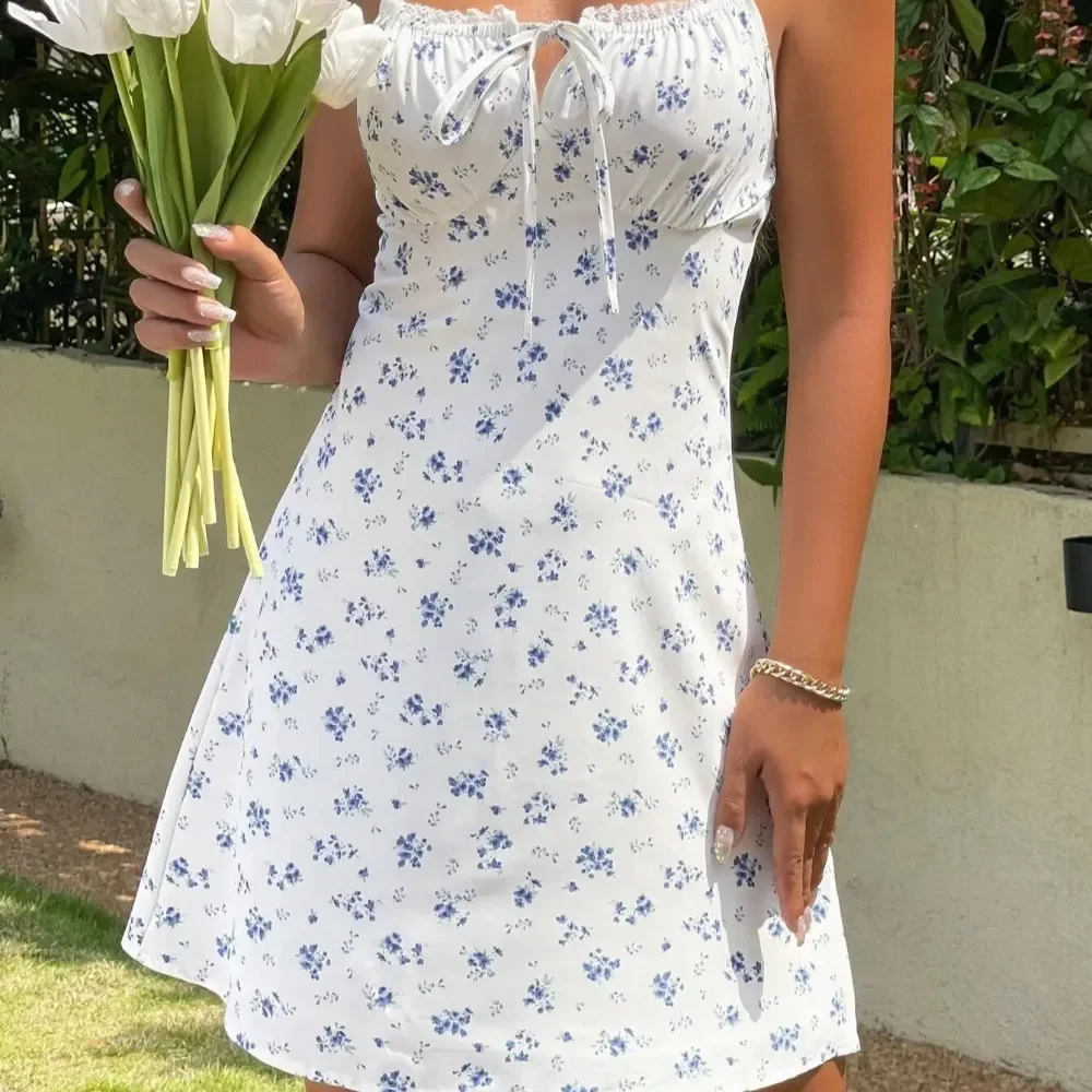 Vestido de viaje informal para mujer, top de encaje sexy Delgado, bellezza de fiesta, Europa e Estados Unidos, tinta unita, traf