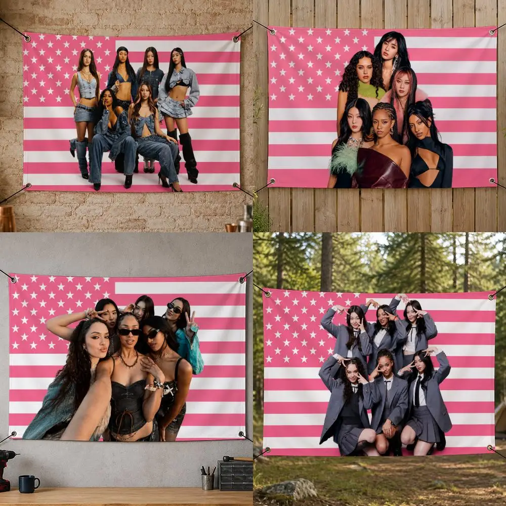 Music K-KATSEYE Global Pop Girl Group Flags Flag Banner for Bedroom Dorm Party Home Living Room Wall Garden Gift