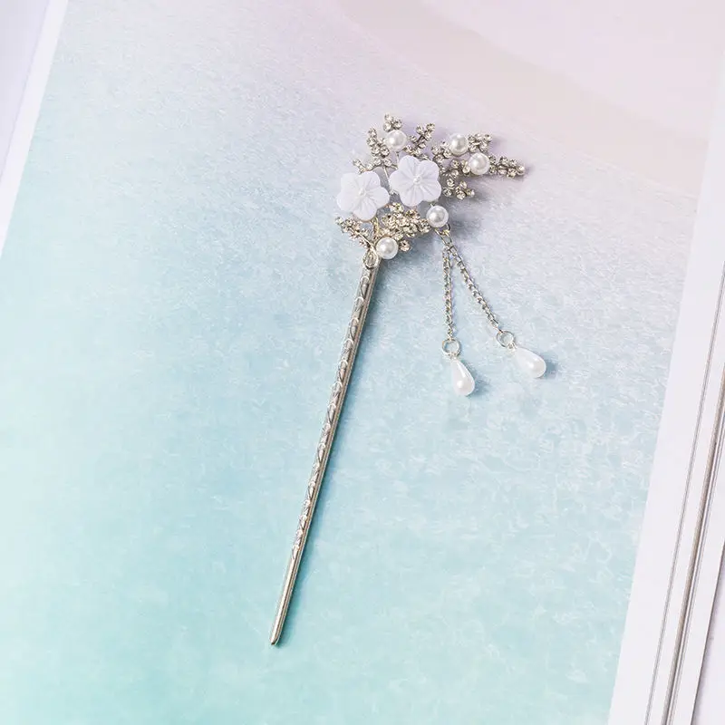 Ebony Tassel Step Shaking Hairpin Chopstick Hair Stick Ancient Style Hair Ornament Pan Hair Headdress Flower  Accessories