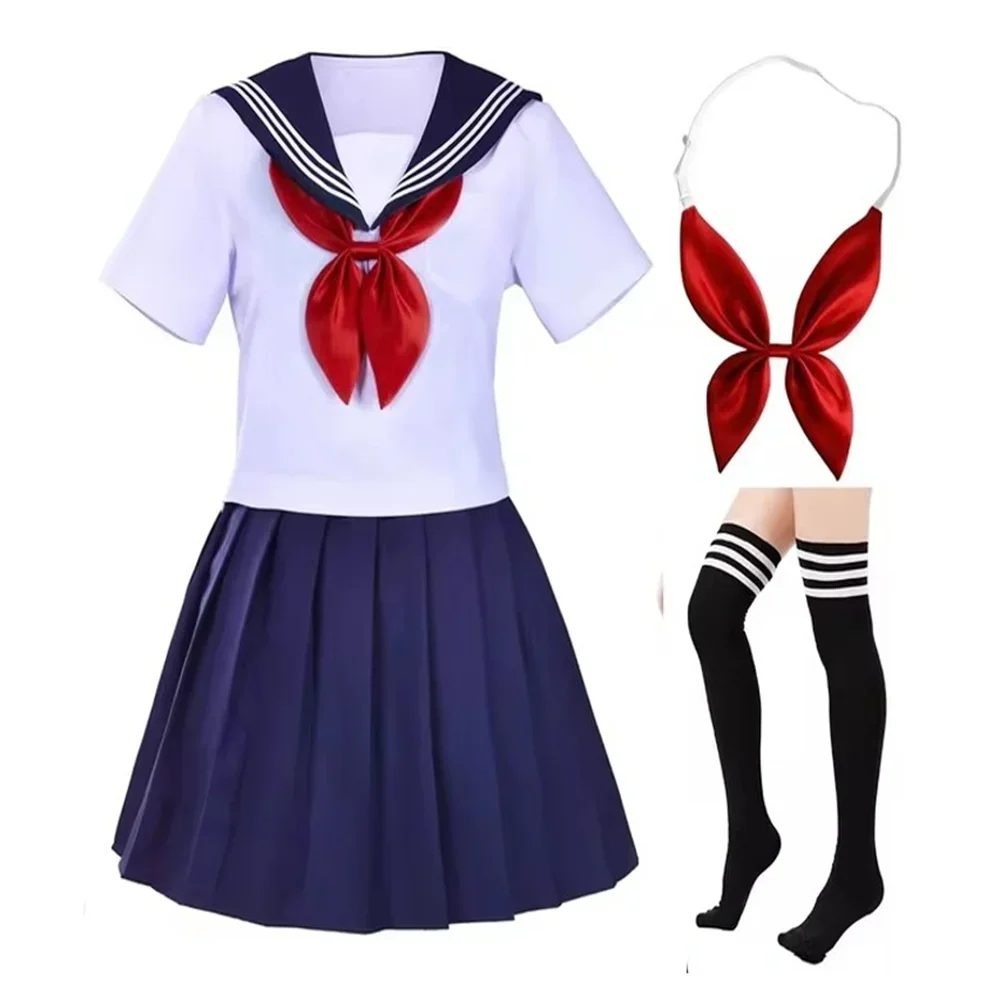 Camicie eleganti da marinaio per ragazze classiche della scuola giapponese, uniformi Jigoku Shoujo Enma Ai, costumi estivi da marinaio con set di calzini