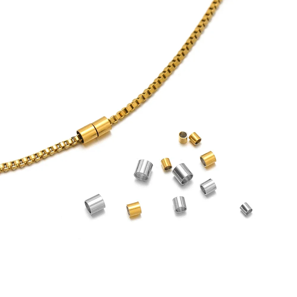 100 teile/los Edelstahl Gold Rohr Crimp End Perlen Stopper Spacer Perlen Groß für DIY Halskette Erkenntnisse Liefert Schmuck Machen