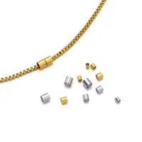 100pcs/lot Stainless Steel Gold Tube Crimp End Beads Stopper Spacer Beads Bulk for DIY Necklace Findings Supplies Jewelry Making