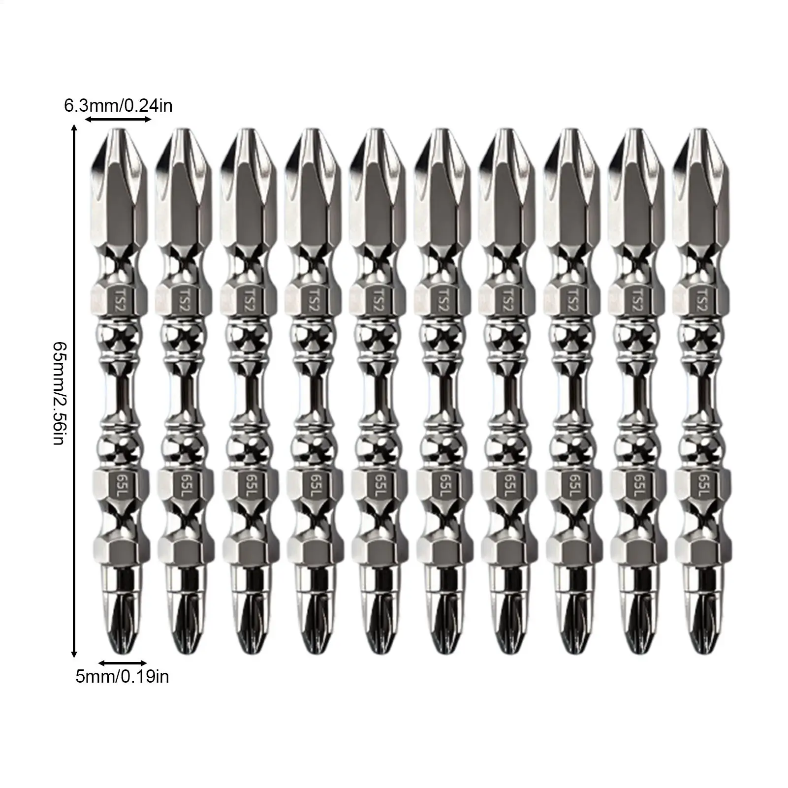 Screwdriver Bit Set Magnetic Heavy Duty Metal Hex Shank Anti-Slip Hand Tools 10-Piece Power Drill Screwdriver Bits For view 6
