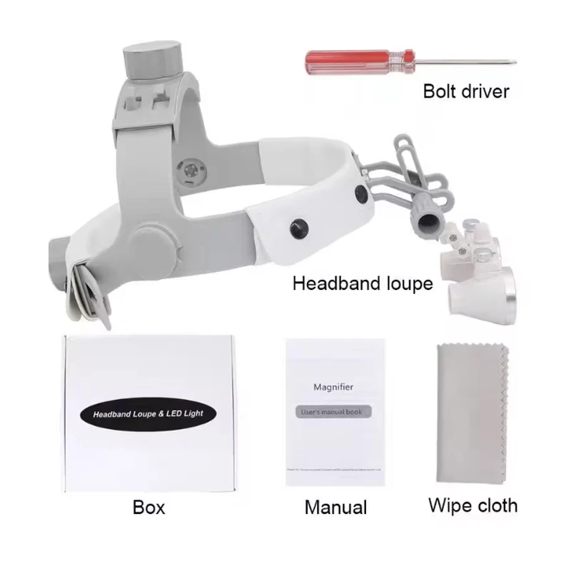 Dental Headband Binocular Magnifier Surgical LED Headlamp 5W Adjustable Brightness Spotlight Oral Examination Equipment