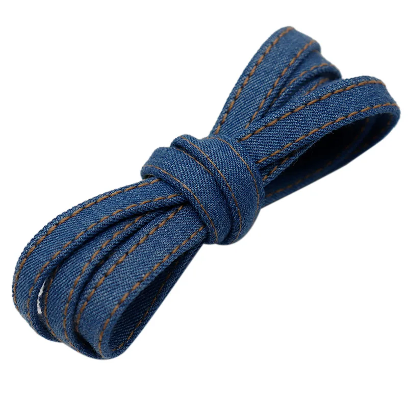 Weiou Premium Flat Denim Shoelaces With Metal Tips Cool Laces To Customize Your Kicks Blue Black Shoestrings For Sports Sneakers