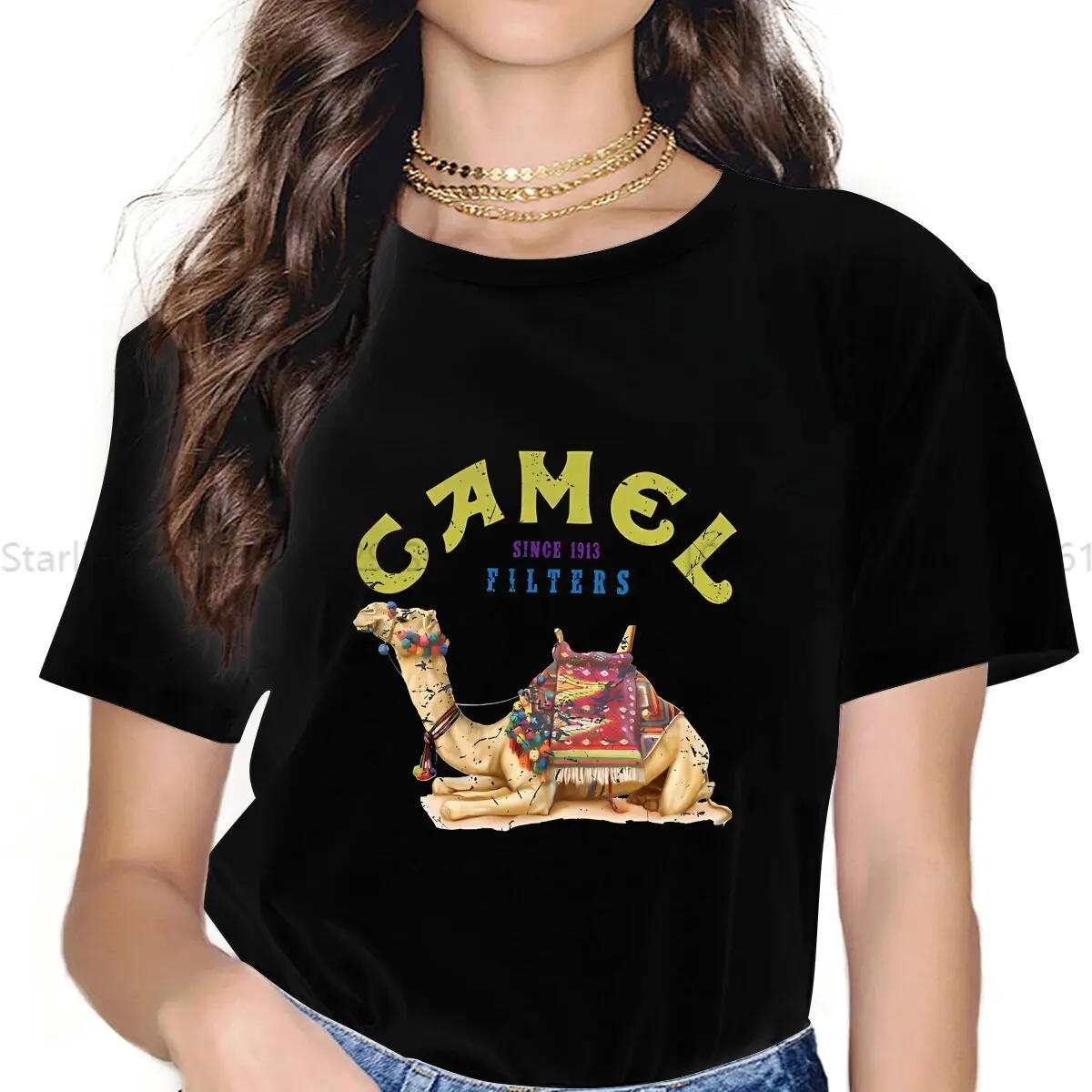 Dromedary Crush Cigarette Joe Camel TShirt For Women Camel Y2k Tops Fashion Female Polyester T Shirt Basic Graphic