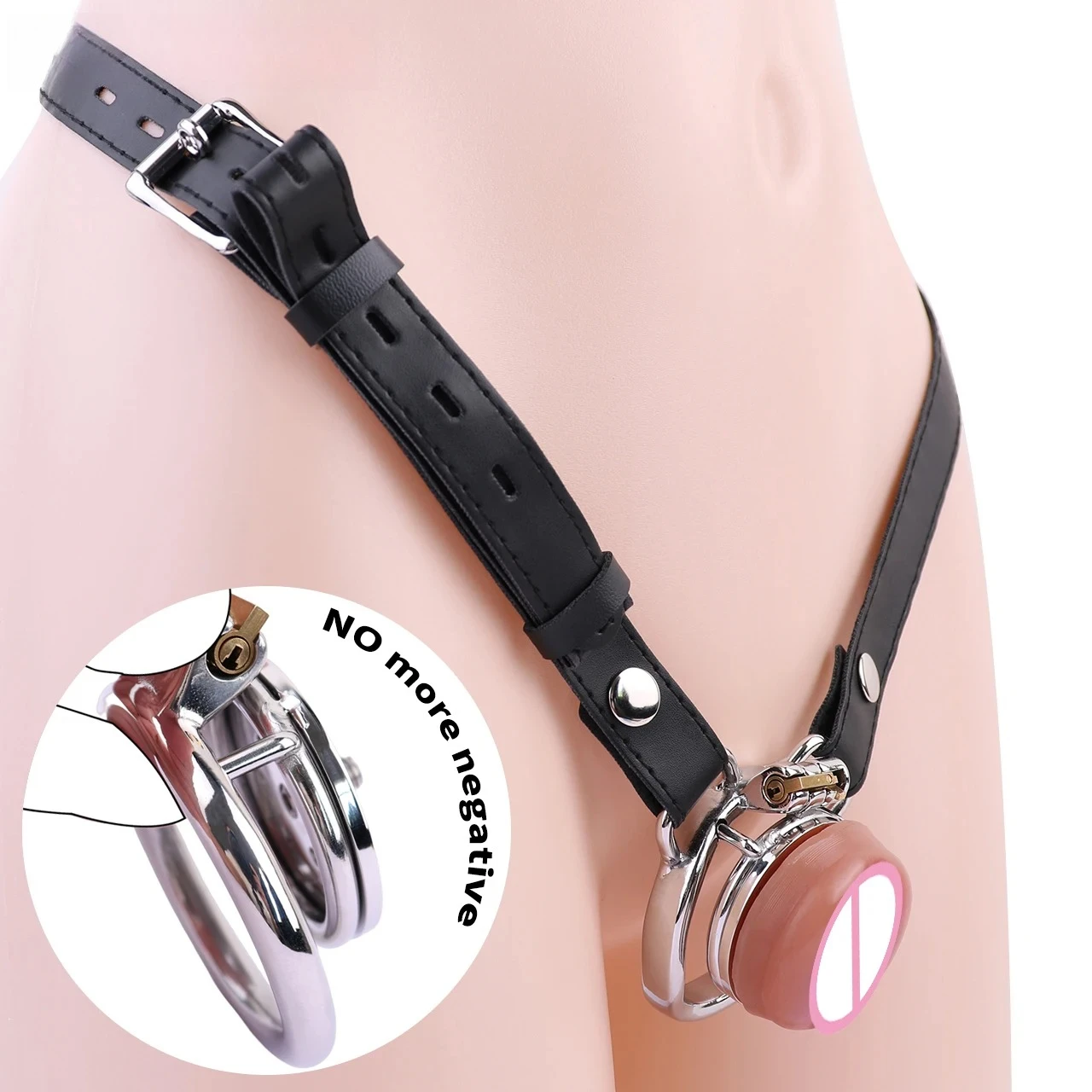 Just Flad Pad Metal Chastity Cage With PU Belt Pressure Release Small Erect Denial Erotic Sex Toys For Men Cock Rings