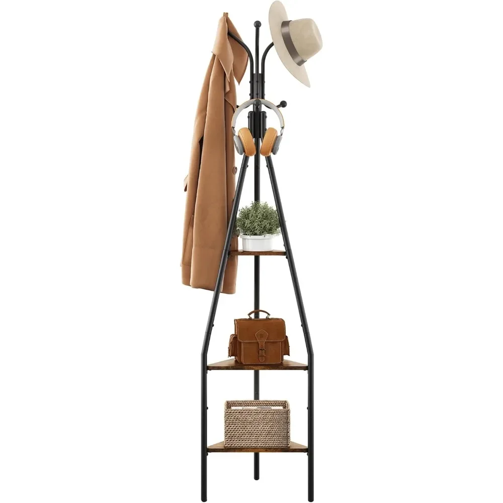 

3-Tier Coat Rack Freestanding with Hooks, Industrial Coat Tree Freestanding, Mordern Coat Racks Free Standing with Shelf