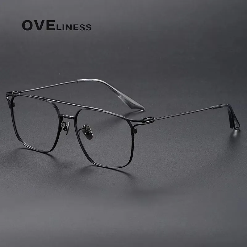

Ультралегкие оправы для очков из чистого титана для мужчин, ретро-оправы для очков, широкие оправы для деловых очков, очки для зрения.