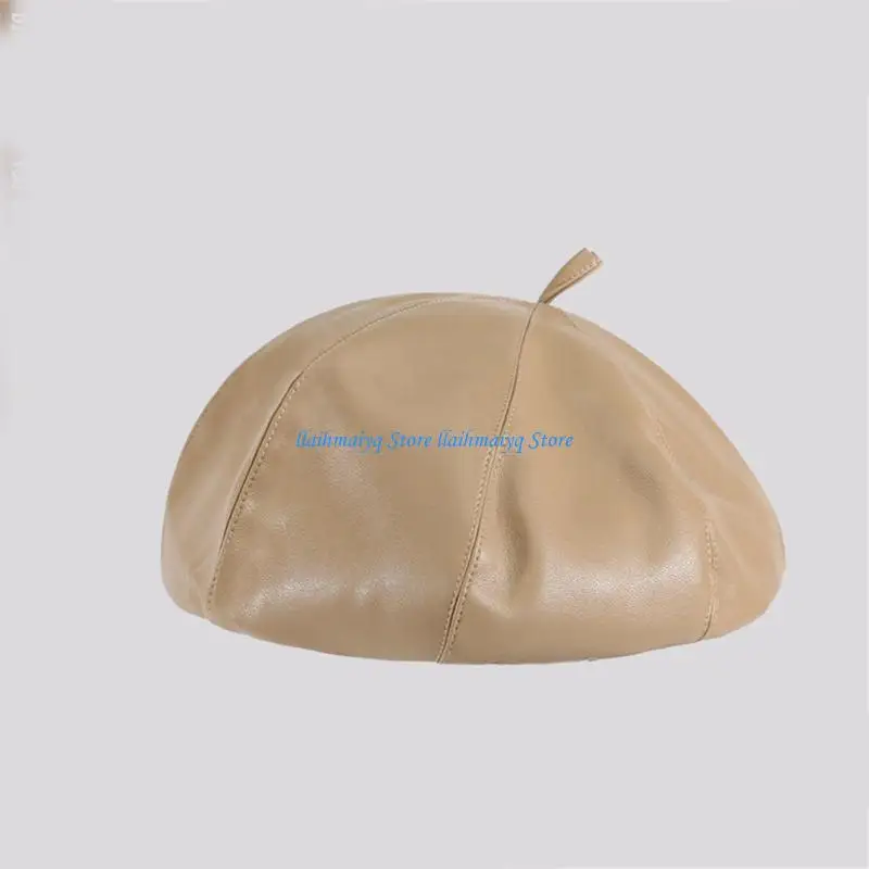 573B موضة بولي Leather الجلود قبعة البيريه الفتيات الربيع الصيف قبعة البيريه يندبروف قبعة قبعة عطلة أغطية الرأس Sunproof غطاء #3