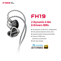 FiiO FH19 HiFi IEM Earphone| 2 Dynamic+ 6 BA Hybrid Driver IEM, Detachable MMCX Headphone Cable for Musician Audiophile