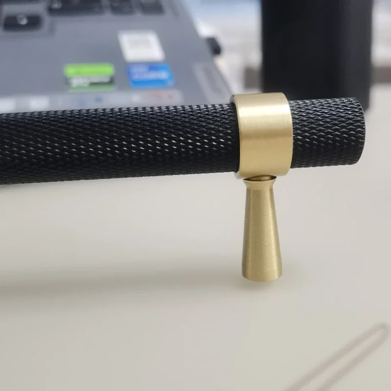 Bronze Long Door Handles for Kitchen Cabinte Wardrobe Knurled Solid Brass Cabinet Pull Single-Hole Drawer Knob Furniture Handles