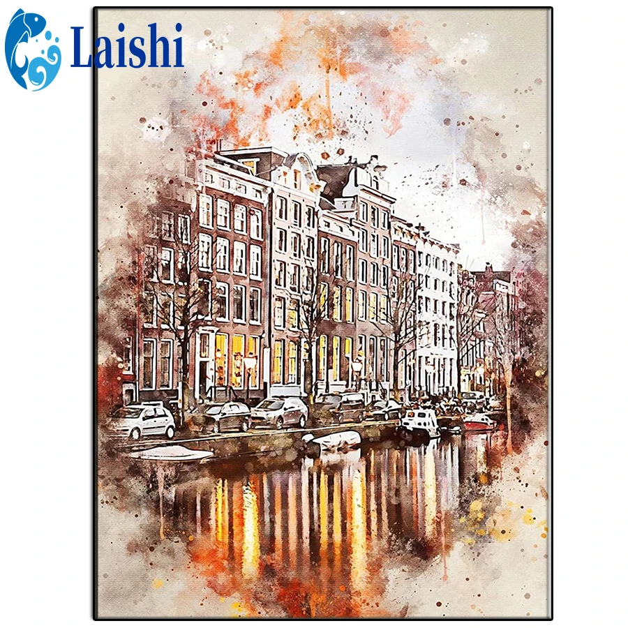 

3D Diy Urban architecture graffiti landscape Diamond Painting Diamond Embroidered Rhinestone Picture Mosaic Home Decoration