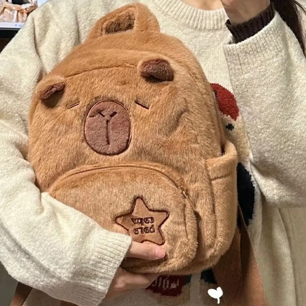 Sac à dos en peluche Capybara, sac à bandoulière, grande capacité, dessin animé animal, mode