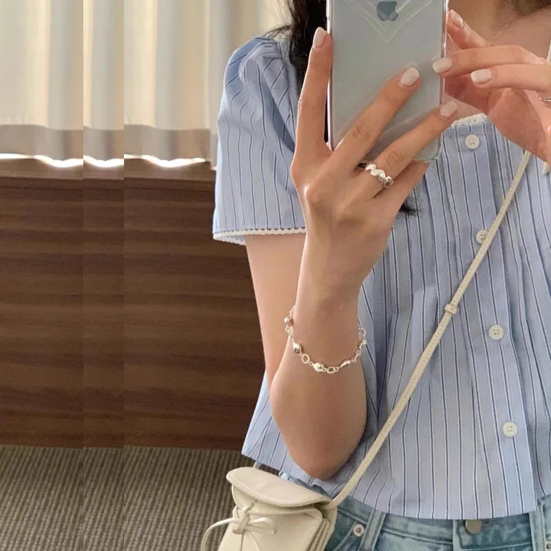 Ele ort Sve ample femmes irt Vintage Design Floral plissé Chic haut été nouveauté taille haute couleur Pure