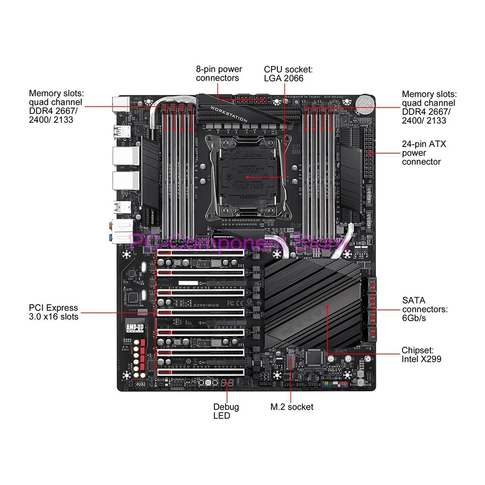 For Giga-byte Desktop Motherboard LGA2066 DDR4 256GB E-ATX PCI-E X16 3.0 X299 X299-WU8