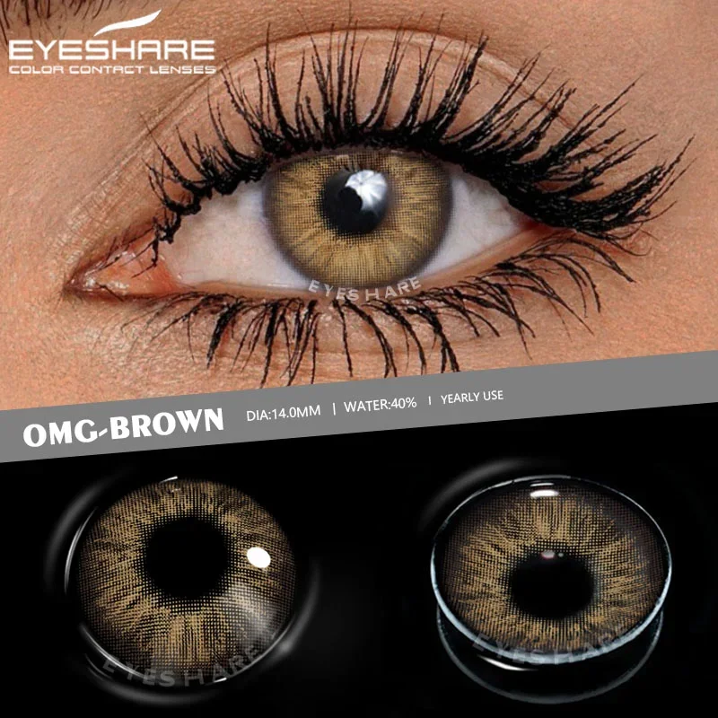 EYESHARE 1Pair Colored Contact Lenses for Eyes Natural Eye Color Lenses Brown Eye Lenses Blue Contacts Yearly Green Contact Lens