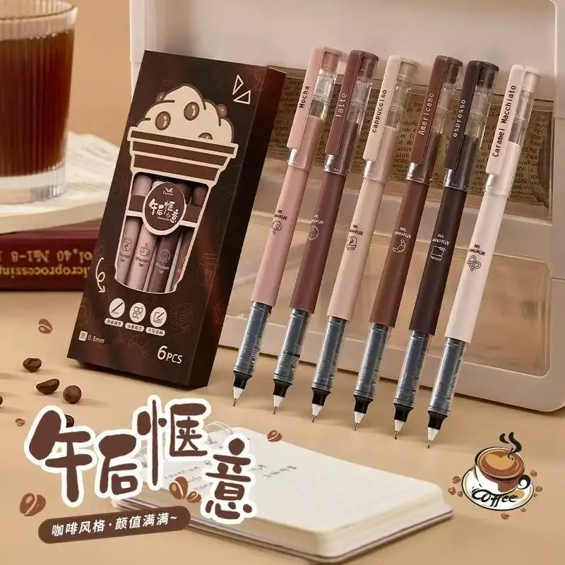 

Pack of 6 Brown Gel Pens - 0.5mm Tip, Quick-drying Ink, Large Capacity, Suitable For Signature Writing