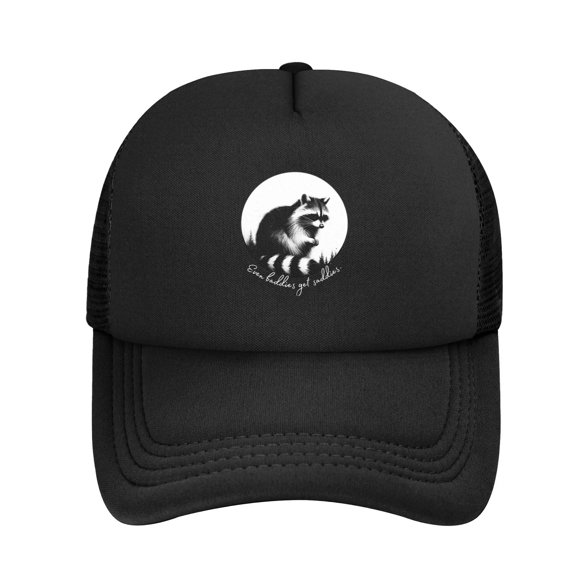 

Sad Raccoon Even Baddies Get Saddies Snapback Hat для мужчин и женщин, дышащие охлаждающие сетчатые боковые шапки, шапки для повседневного головного убора