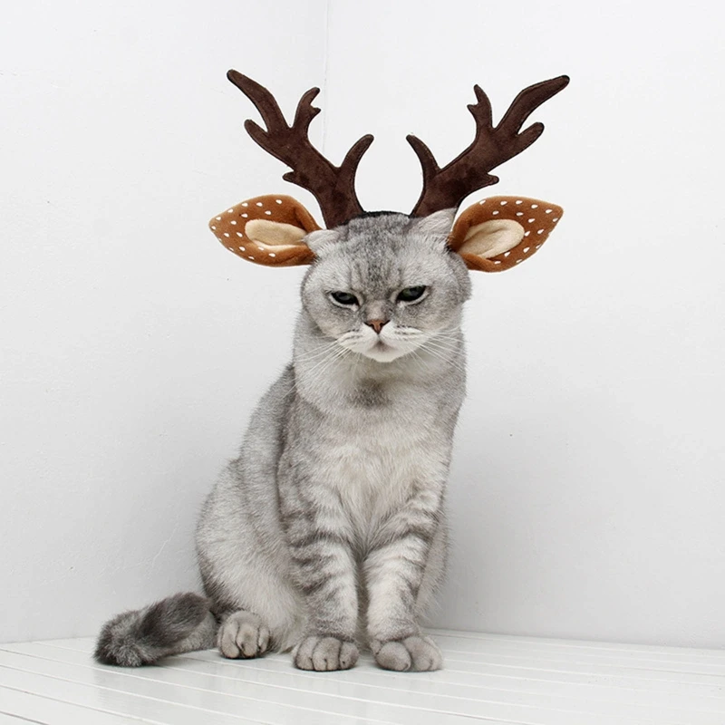 

Christmas Dog Elk Reindeer Antler Headband Pet Xmas Costume Headwear Photo Prop