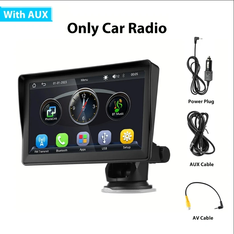7-inch autoradio Draagbare draadloze CarPlay Android Auto Stereo Multimediaspeler Touchscreen Bluetooth-navigatie