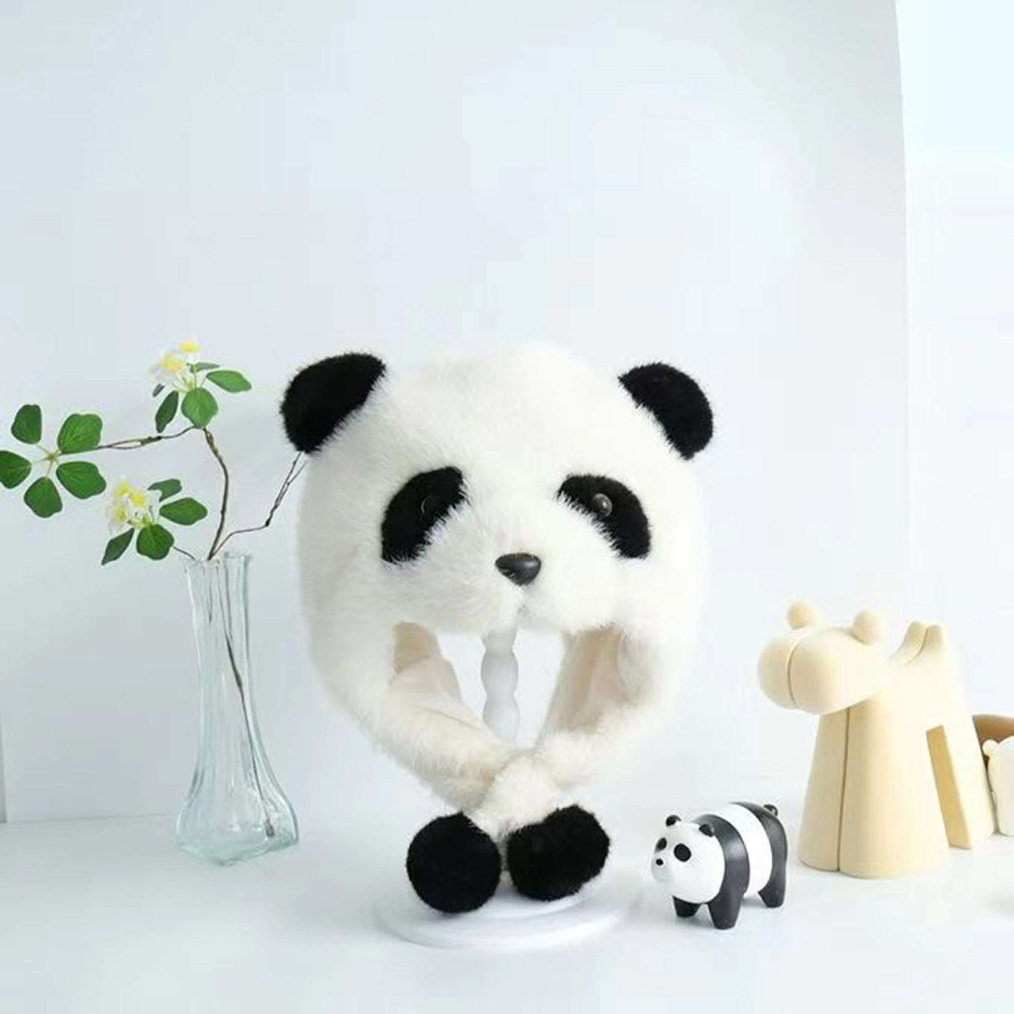 

Милый дизайн персонажа из мультфильма, зимняя флисовая шапка с ушками, уютная вязаная шапка в форме животного для женщин и девочек, активный отдых на свежем воздухе