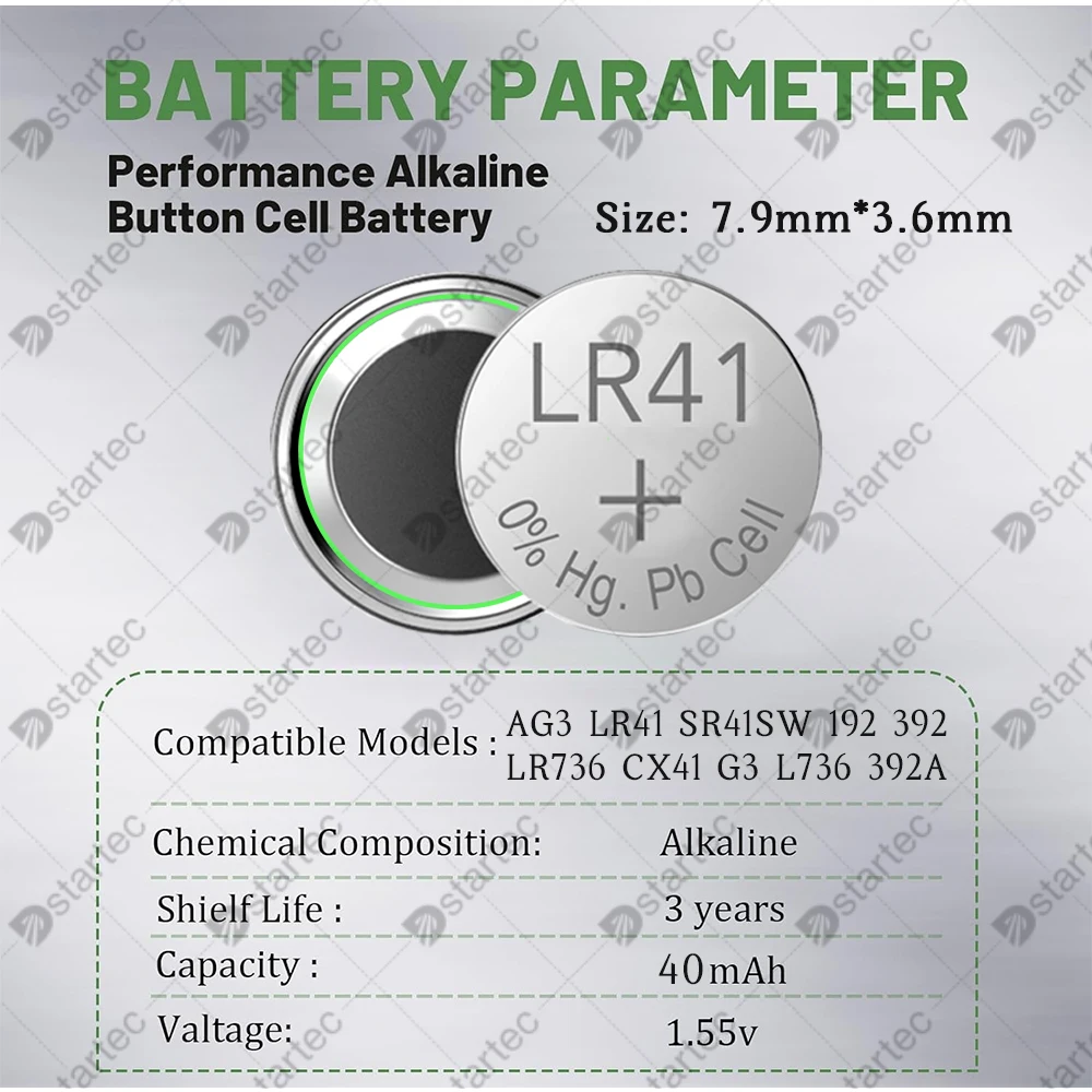 1.55V LR736 AG3 LR41 392A 392 192 SR41 L736 CX41 Button Batteries For Watch Toys Remote SR41SW AG 3 Cell Coin Alkaline Battery