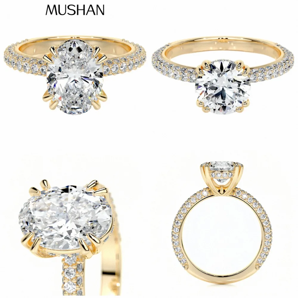 MUSHAN Custom Jewelry 925 Sterling Silver Ring Moissanite D Color VVS1 Fine Bride Lady Brilliant Rings Diamond Accessories
