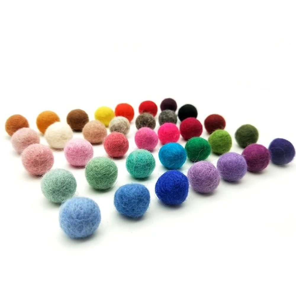 20pcs/lot 0.8cm/1.2cm/1.5cm/2cm Wool Felt Balls Round Wool Felt Balls Pom Poms Mixed color wholesale