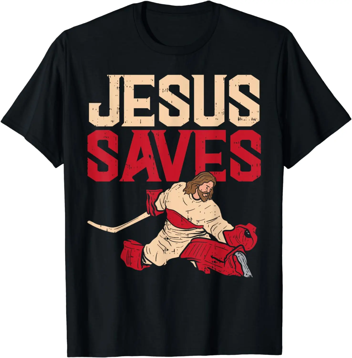 Jesus Saves Ice Hockey Goalie Sport Religious Christian Gift T-Shirt Vintage Classic Fashion Streetwear Athlete T shirt Cotton