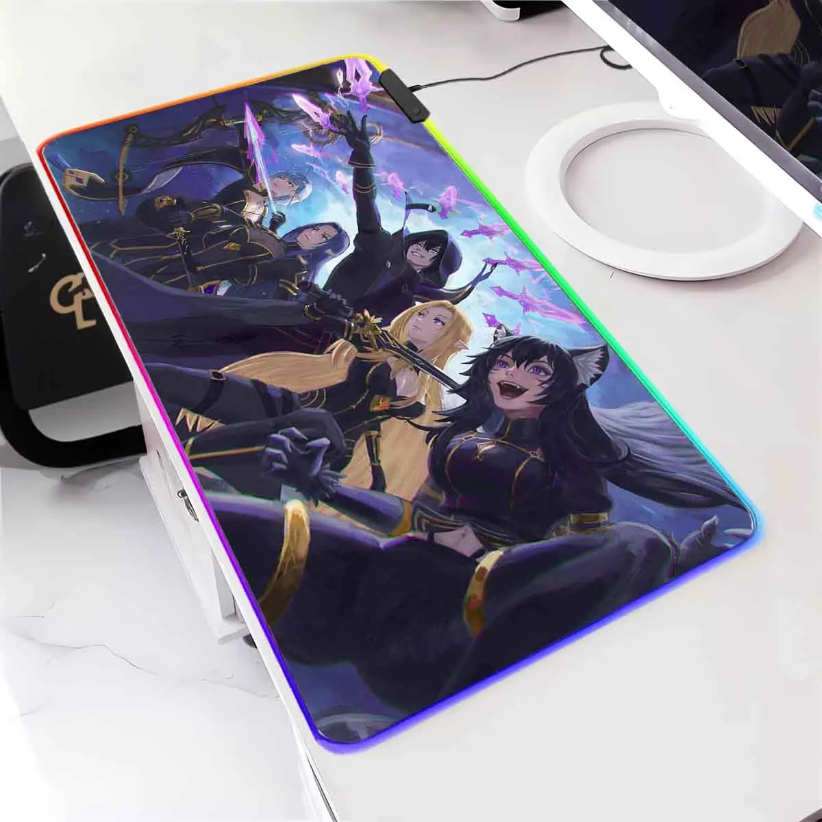 

T_the E_eminence in S_shadow Anime Delta RGB Backlit Esport Mouse Mat LED Large Mouse Pad Non-Slip MousePad Game Keyboard Mat