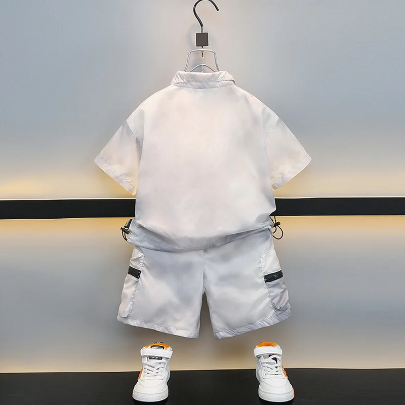 Children Short Sleeve Suit Summer Outfit Boys Sun Protection Top and Shorts 2pcs Sets Girls Fashion Outdoor Tracksuits 2-11Years