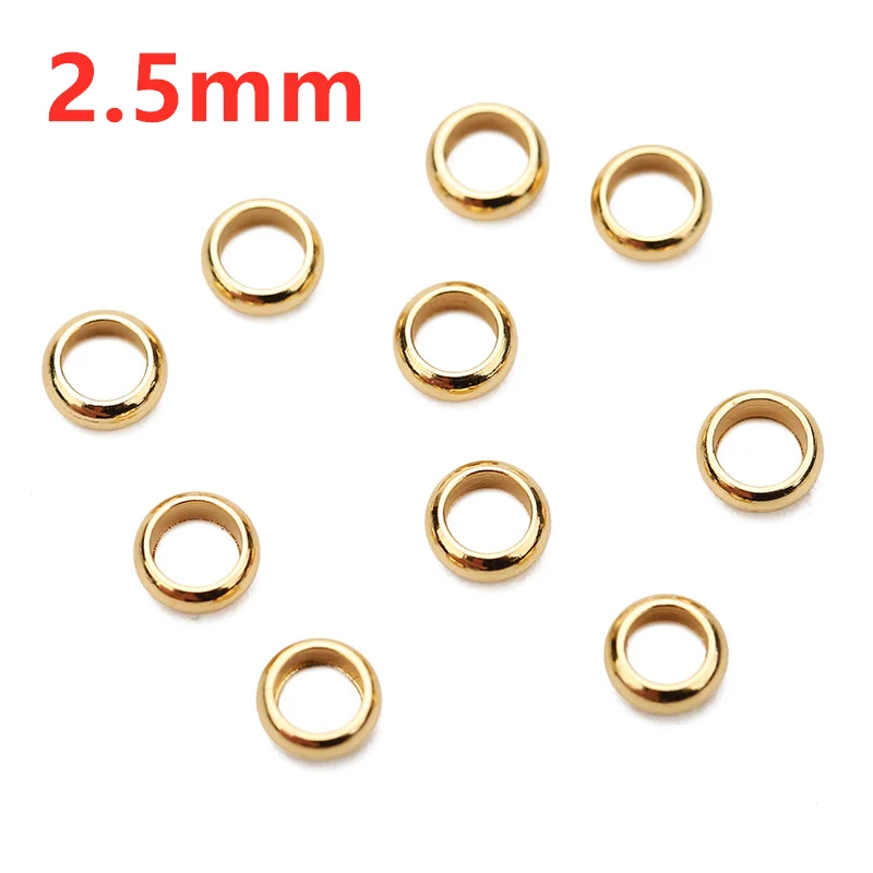 100 Stück 1,5 mm 2 mm 2,5 mm Edelstahl-End-Quetschperlen, großes Loch, Abstandshalter, Stopper-Perlen für DIY-Armband, Halskette, Schmuckherstellung