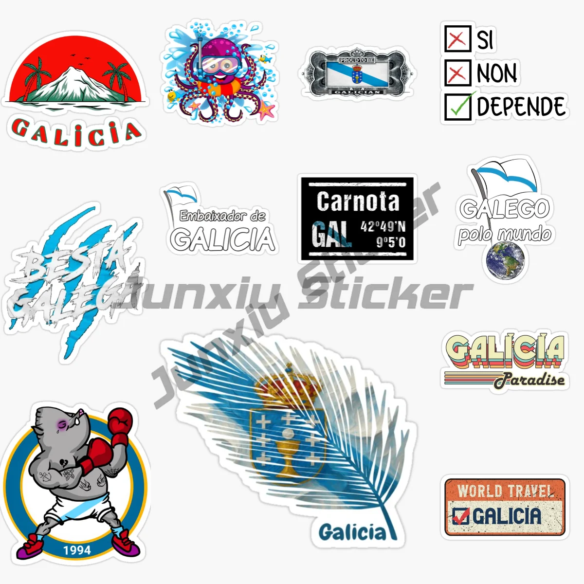 

Spain GALICIA Car Stickers PVC Vinyl Self-adhesive Truck Racing Car Laptop Moto Helmet Door Book Windows Decals Customizable