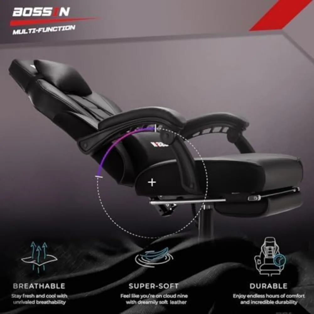 Ergonomic Heavy Duty Gaming Chair with Massage, Footrest, and Lumbar Support view 5