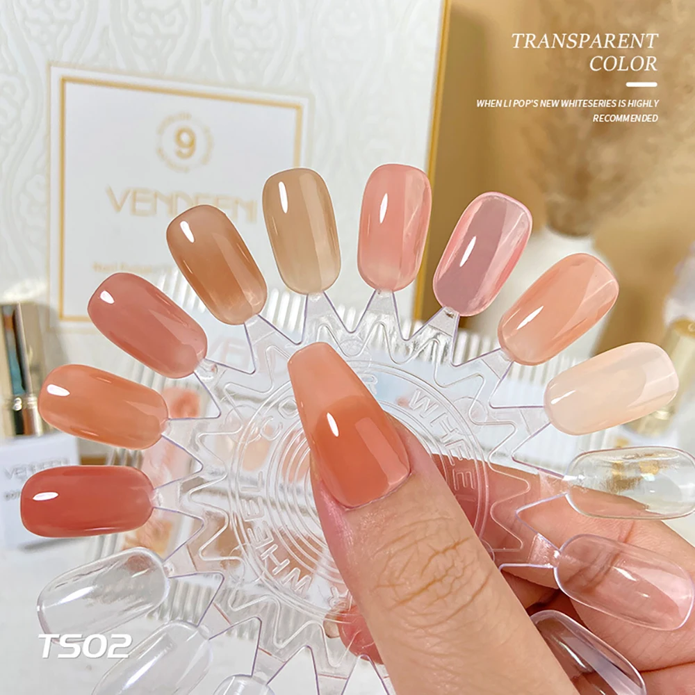 Vendeeni 9 Color Semi Transparent Jelly Gel Nail Polish Nude Pink UV Soak Off Gel Varnish Jade Fat Gel Lacquer For Nail Art 15ml