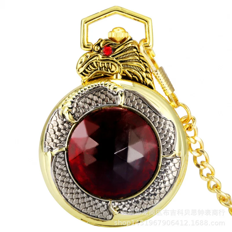 -Border Quartz Watch New Design Ruby Golden Waist Chain Flip Quartz Pocket Watch In stock