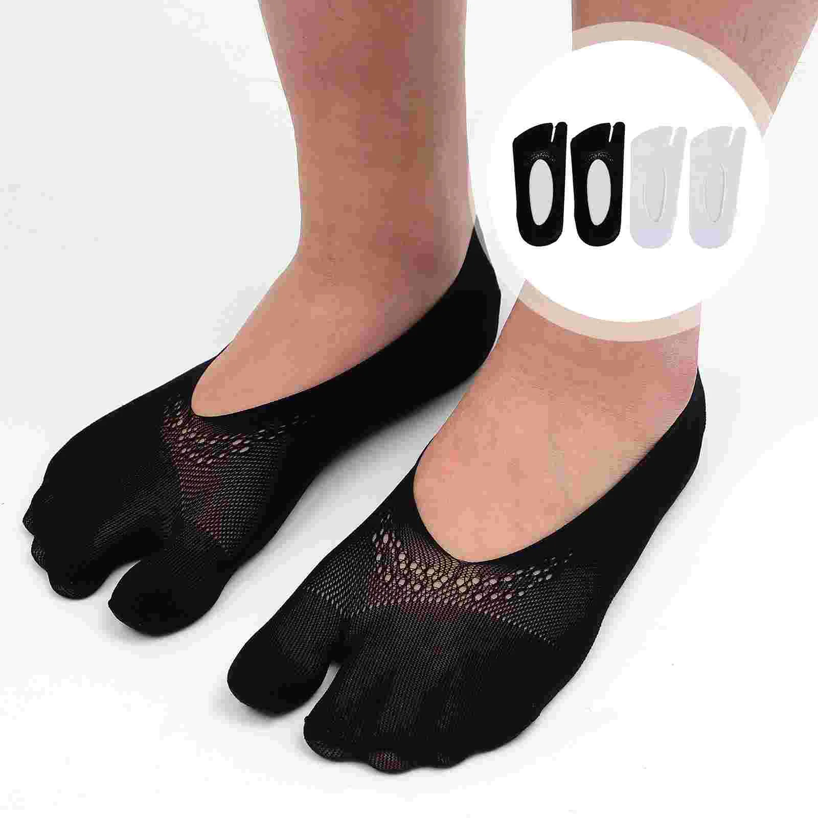 

2 Pairs Sock Easy to Take off Socks Comfortable Toe Topper Invisible Split Design Nylon Cozy Women