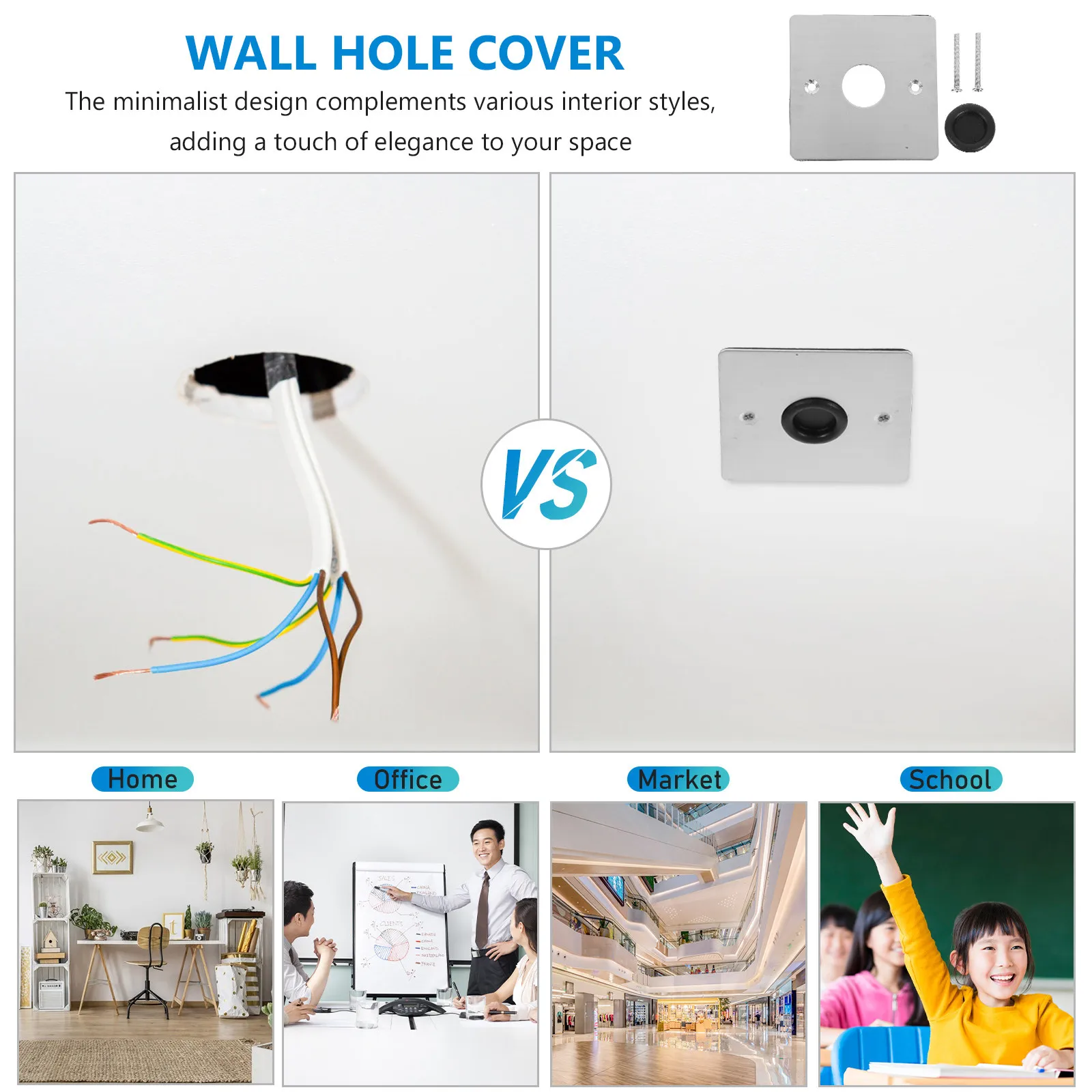 1Set Stainless Steel Blank Faceplate Cover for Electrical Outlets Versatile Ceiling Wall Mount Safety Decorative Outlet Plate