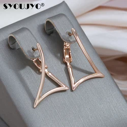 SYOUJYO Geometry Triangle Glossy 585 Rose Gold Color Drop Earrings For Women Modern Trendy Jewelry One Touch English Earrings