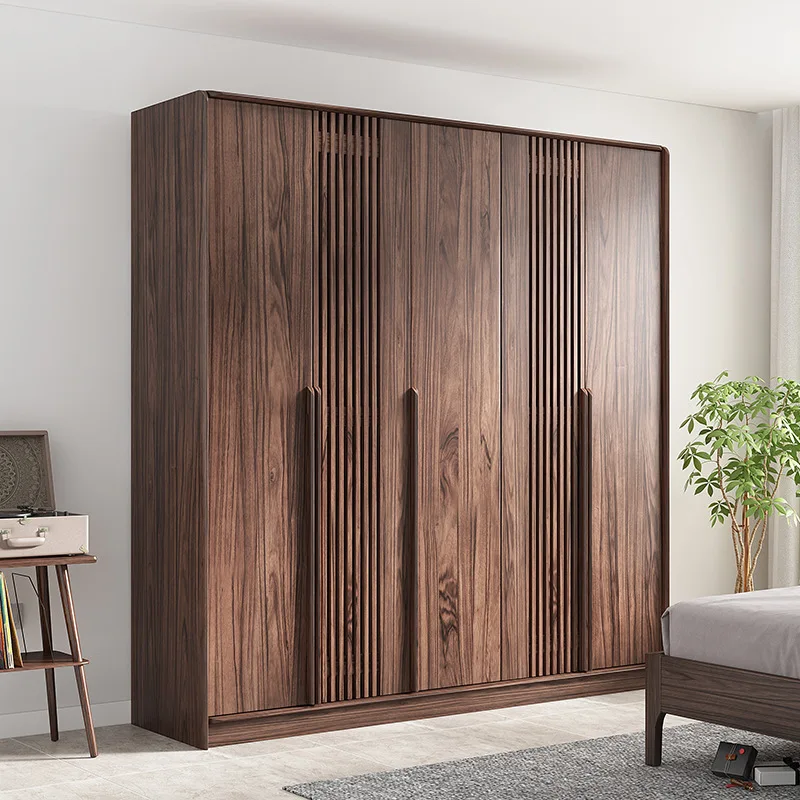 Customizable Nordic all solid wood wardrobe modern minimalist bedroom swing door