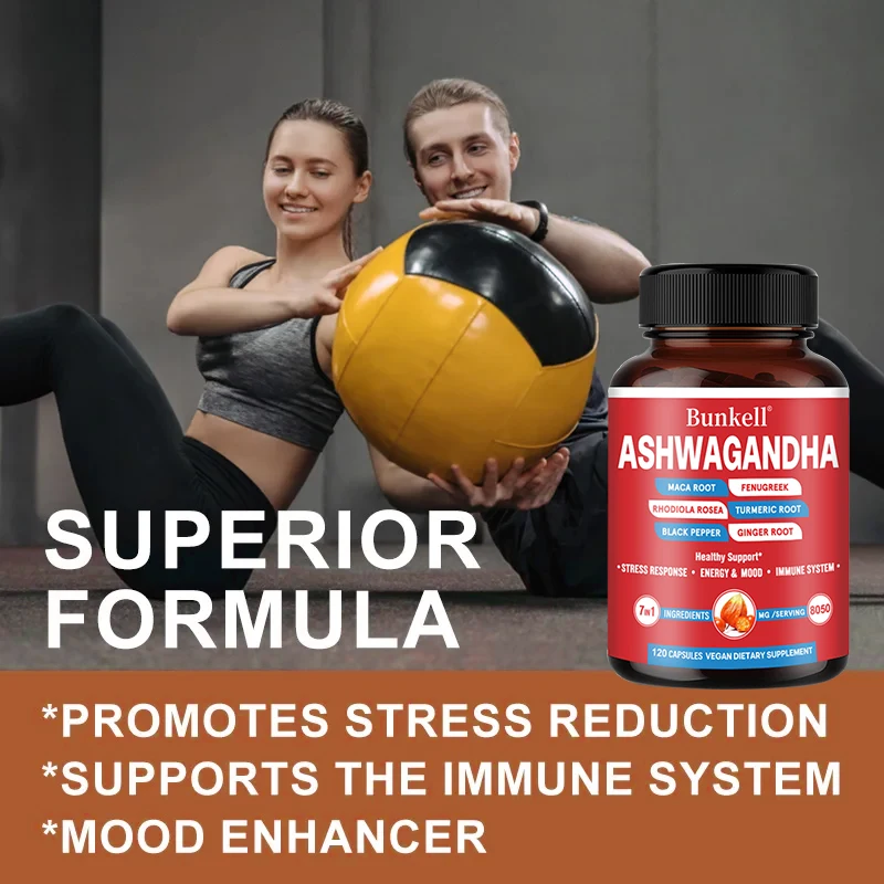 Ashwagandha Extract Capsules - Helps with Muscle Growth, Improves Endurance, Relieves Stress and Mood, Promotes Overall Health