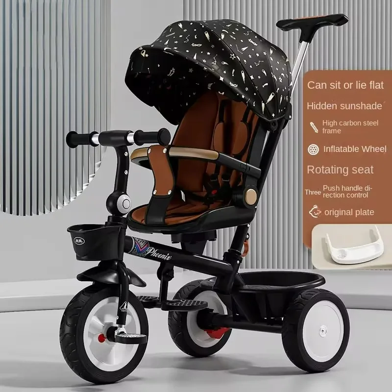 Poussette Multifonctionnelle Anti-eness pour Enfant, Vélo à Trois Roues, Légère et Confortable, Peut Être Poussée et Montée