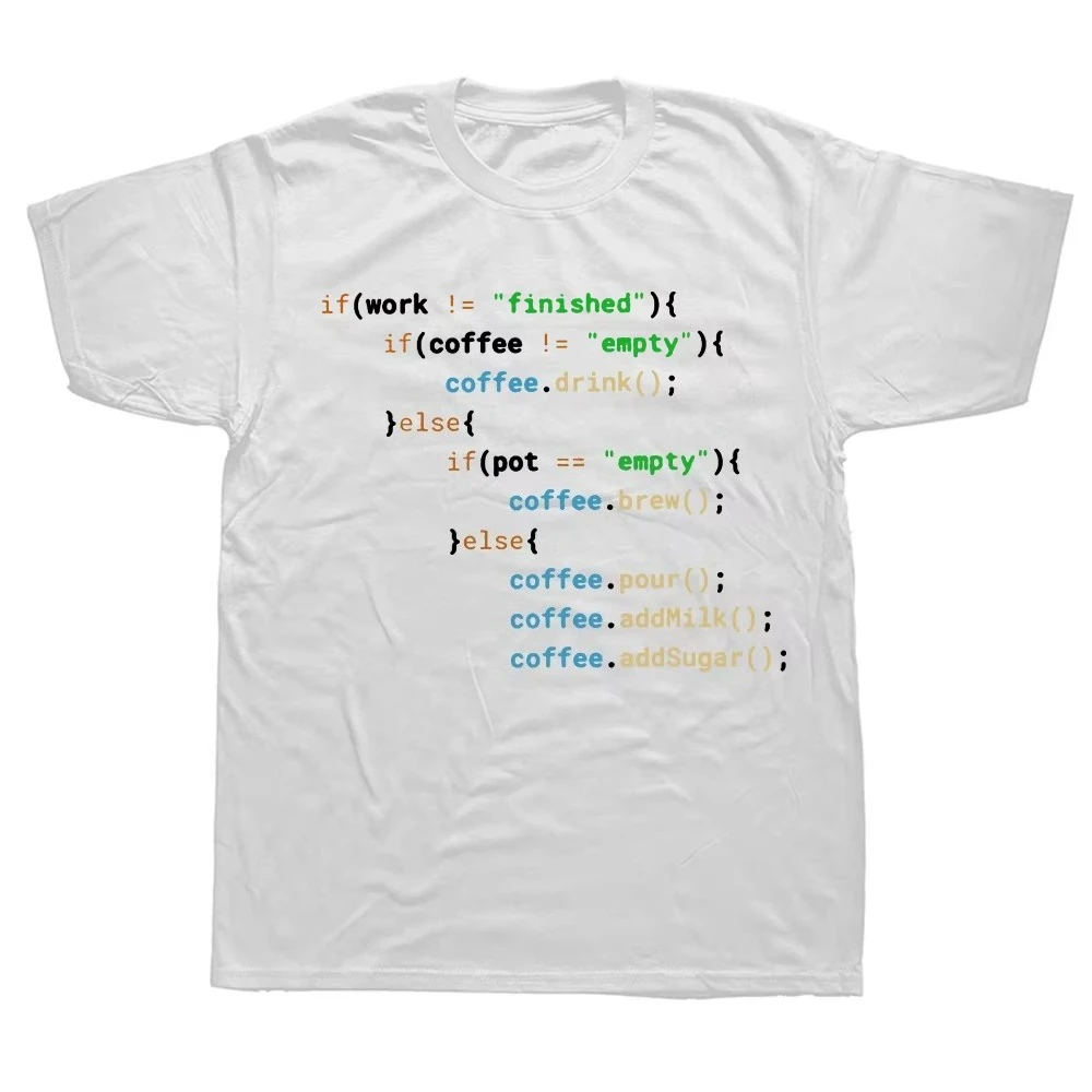 Interesante programador Java, camiseta con codificación de café, camiseta de regalo para entusiastas del café Geek Nerd, camiseta informal de algodón 100% de verano