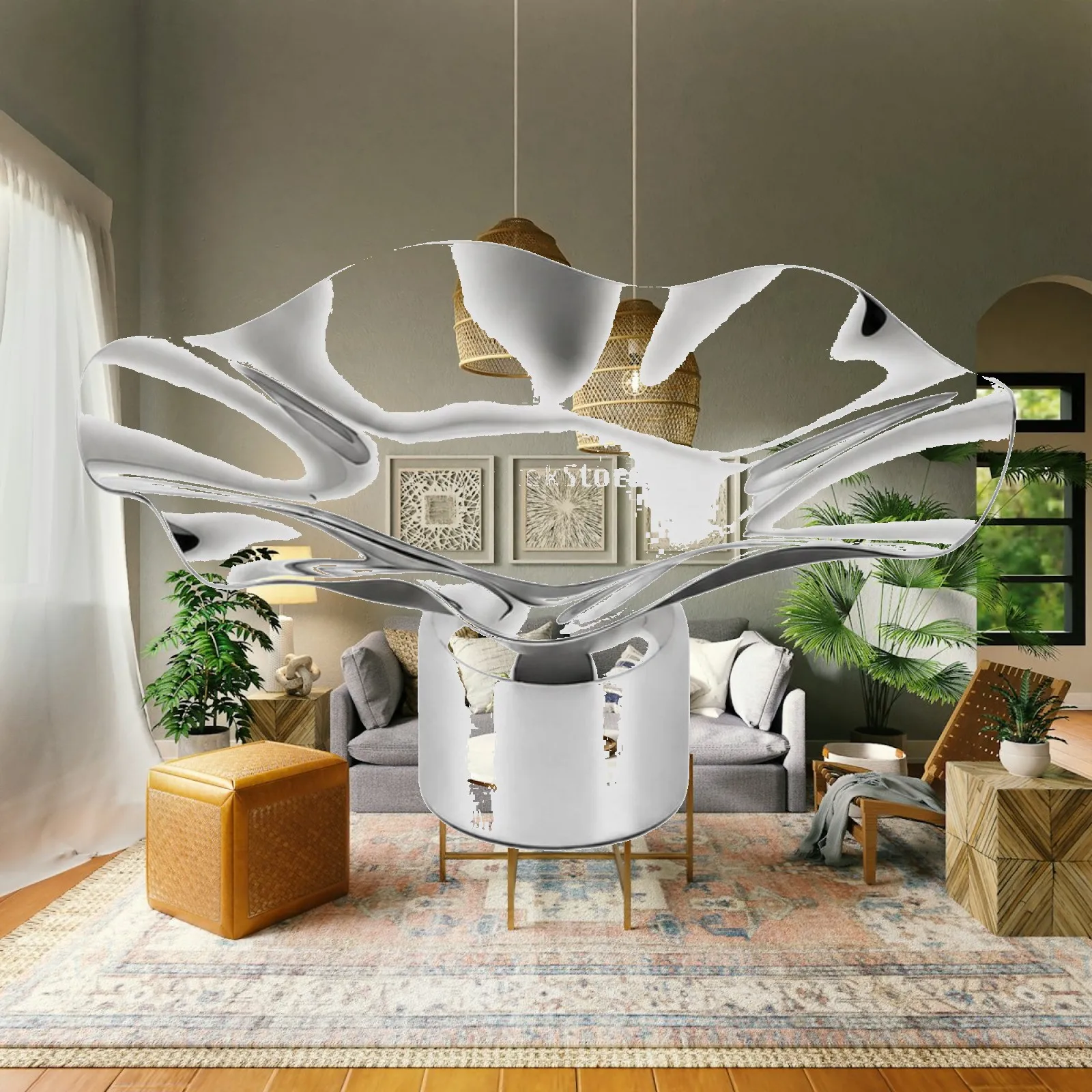 Stainless Steel Flower Edge Platter Pedestal Stand for Elegant Serving of Appetizers Desserts Fruits and Organizing Small Items
