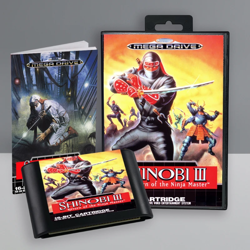 Shinobi III Return of the Ninja Master 16 Bit Game Card with Box Manual for Sega Megadrive Video Game Console Cartridge